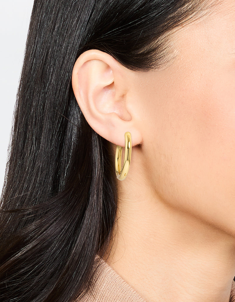 アクセサリー FORSOMEONE HOOP EARRING GOLD Waterproof Gold Plated Stainless Steel Clicker Hoop Earrings 24 MM