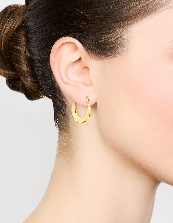 Waterproof Gold Plated Stainless Steel Crescent Hoop Earrings