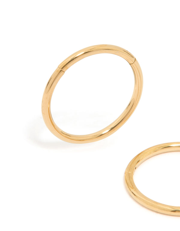 Showcasing waterproof gold plated stainless steel sleeper earrings 12 MM close up view