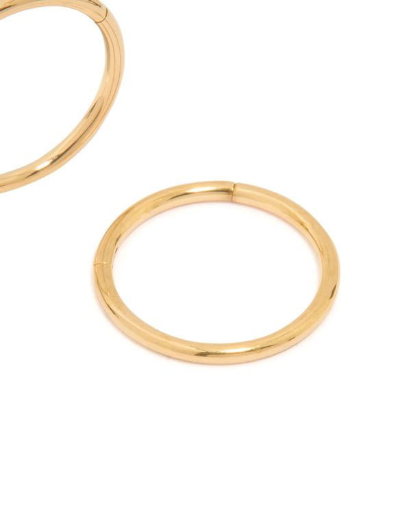 Featuring waterproof gold plated stainless steel sleeper earrings 12 MM post detail view