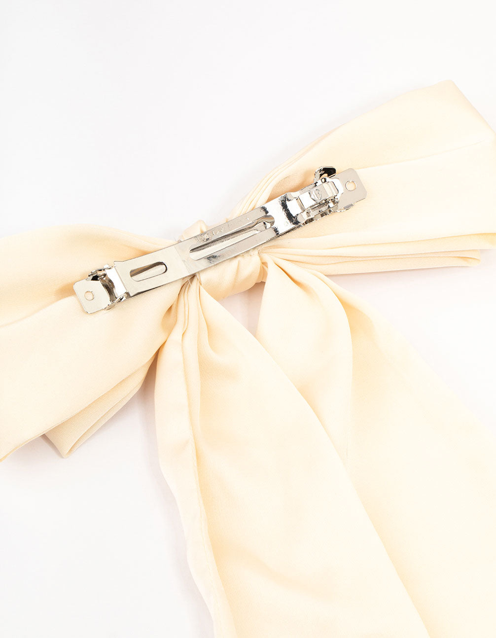 Relaxed Cream Fabric Long Bow Clip