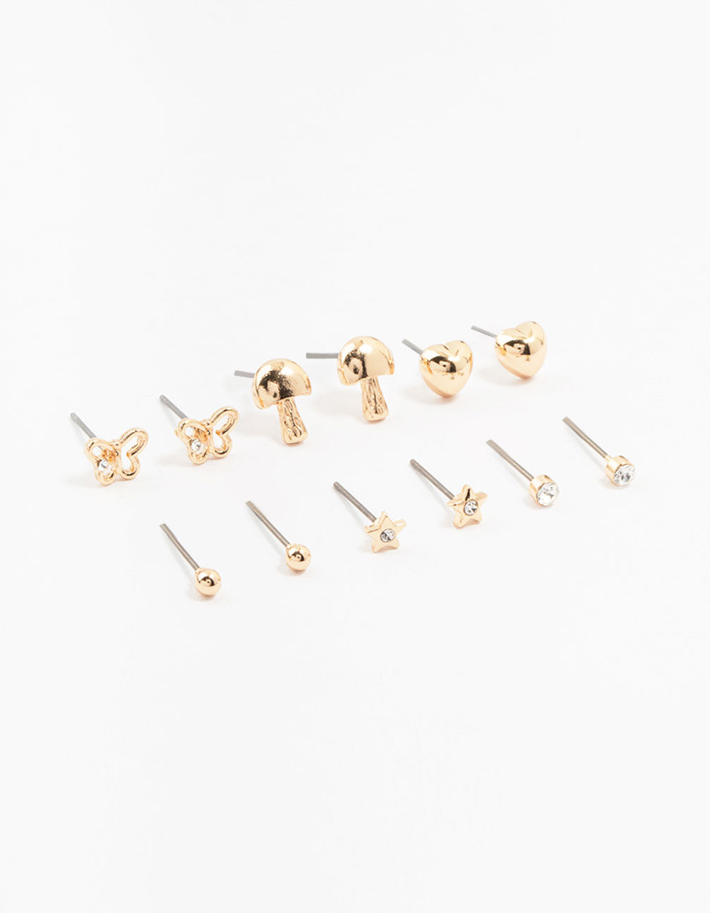 Kids Gold Butterfly Stud Earrings 6-Pack