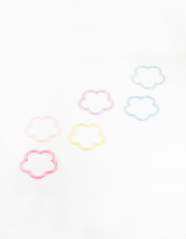 Kids Pastel Plastic Flower Bangles 6-Pack