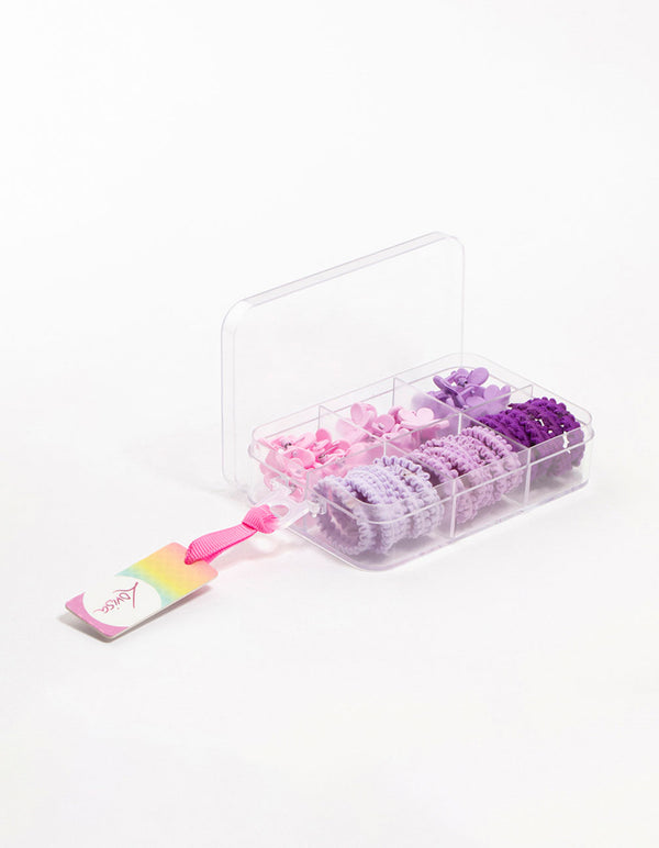 Kids Mixed Purple Hair Ties & Clips Pack