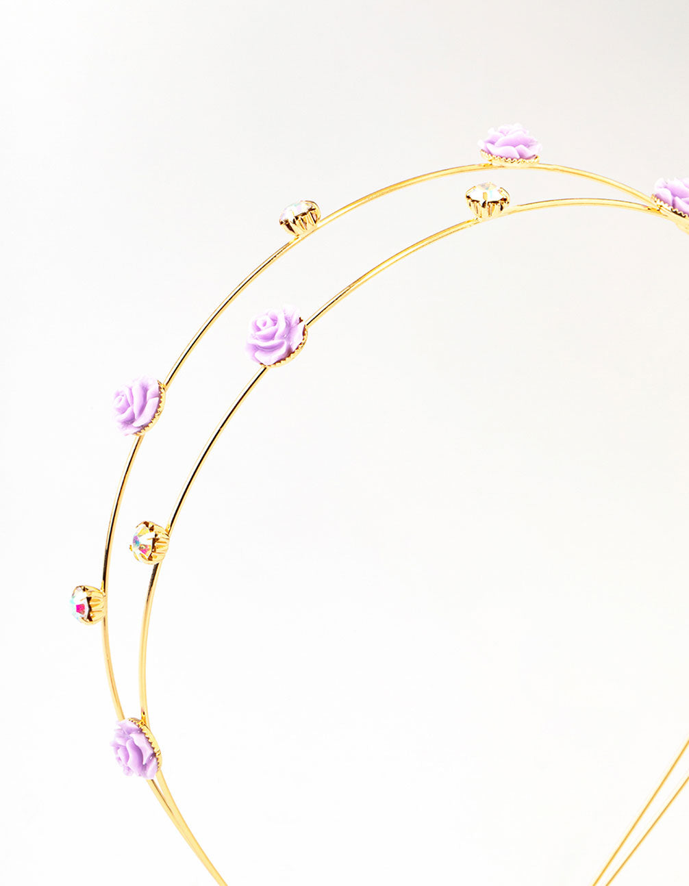 Gold Diamante Velvet Flower Multi Row Headband