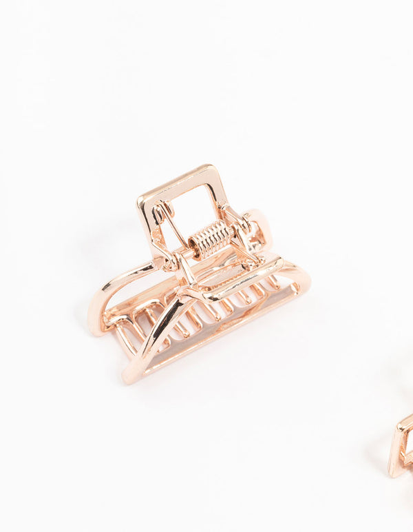 Rose Gold Mixed shape Mini Claw Clips 4-Pack