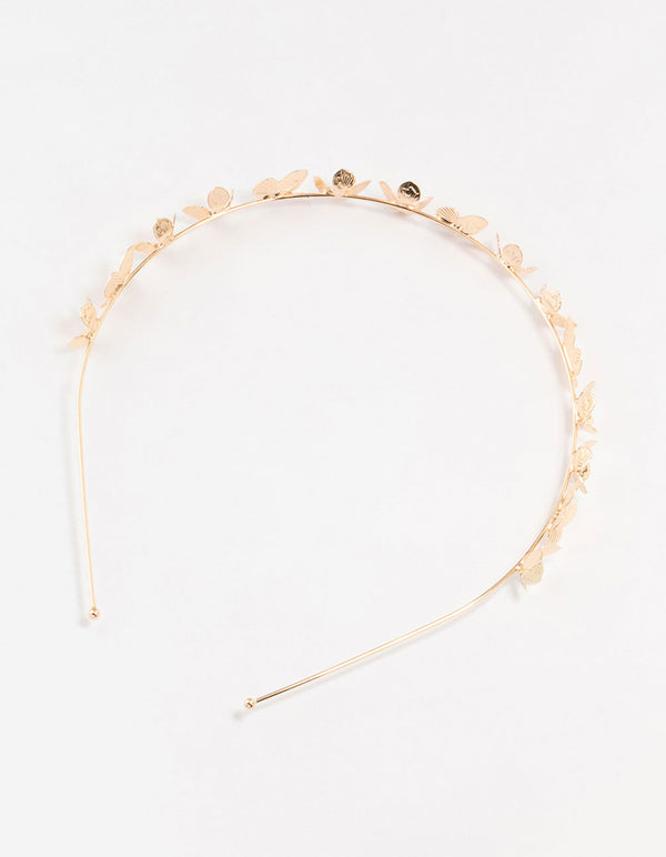 Small Gold Flower Butterfly Headband