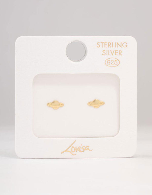 Gold Plated Sterling Silver Planet Stud Earrings