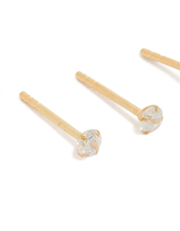 Gold Plated Sterling Silver Mini Starburst Earrings 2-Pack