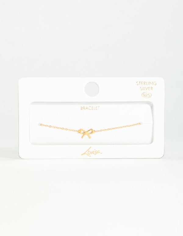Gold Plated Sterling Silver Bow Chain Bracelet
