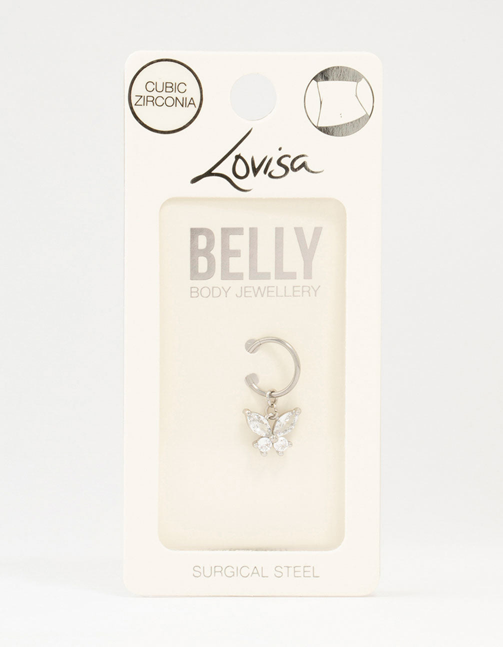 Surgical Steel Butterfly Drop Belly Ring
