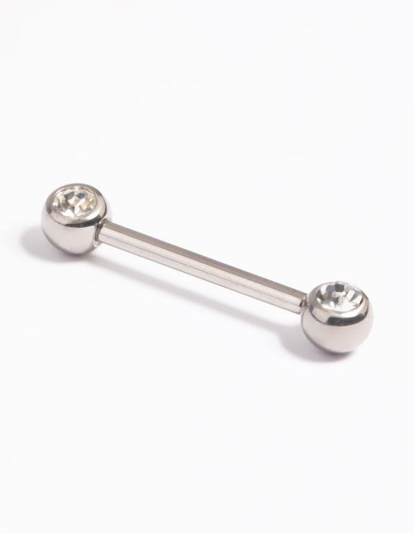 Titanium Crystal Nipple Ring