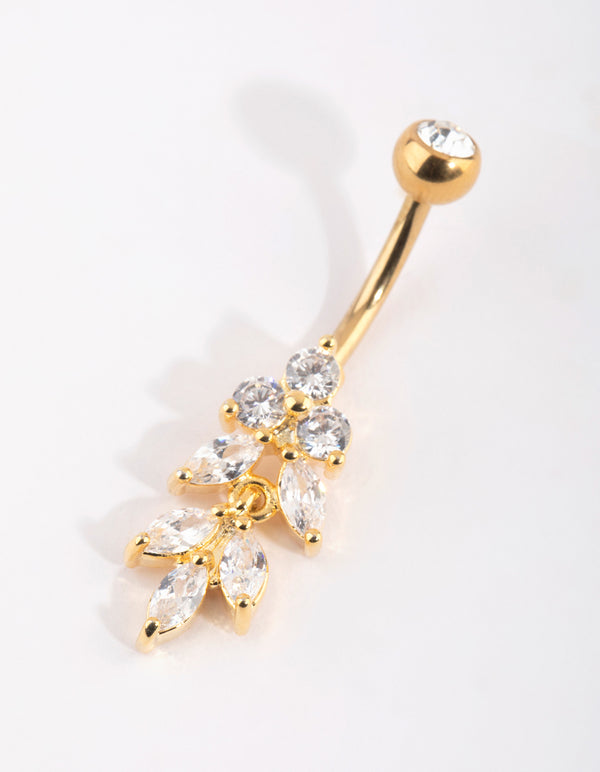 Gold Plated Titanium Marquise Belly Bar