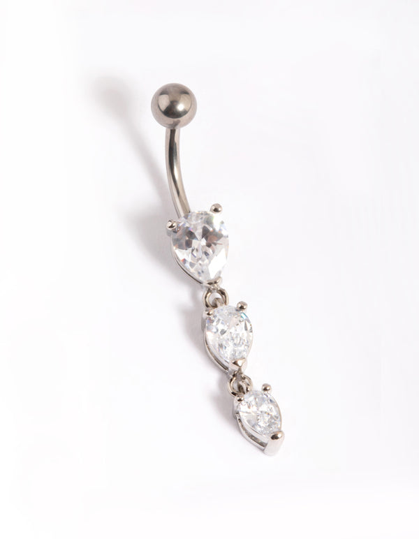 Titanium Triple Pear Drop Belly Ring