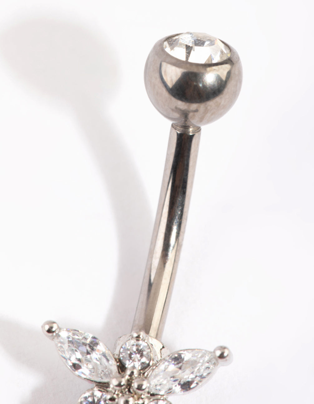 Titanium Elegant Diamante Belly Ring