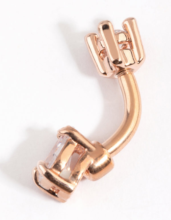 Rose Gold Plated Titanium Pear Belly Bar