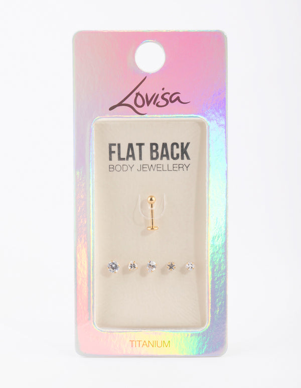 Gold Plated Titanium Graduating Bezel Flat Backs 6-Pack