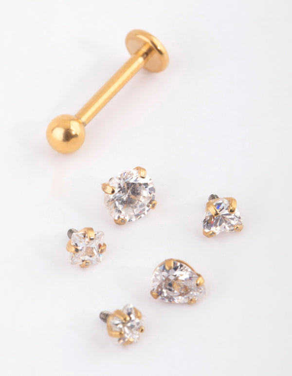 Gold Plated Titanium Graduating Bezel Flat Backs 6-Pack