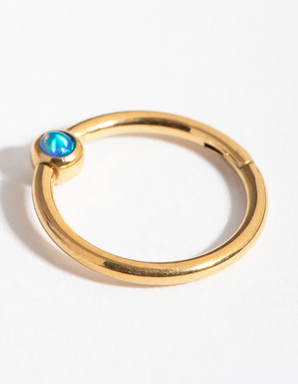 Titanium Gold Faux Opal Belly Ring
