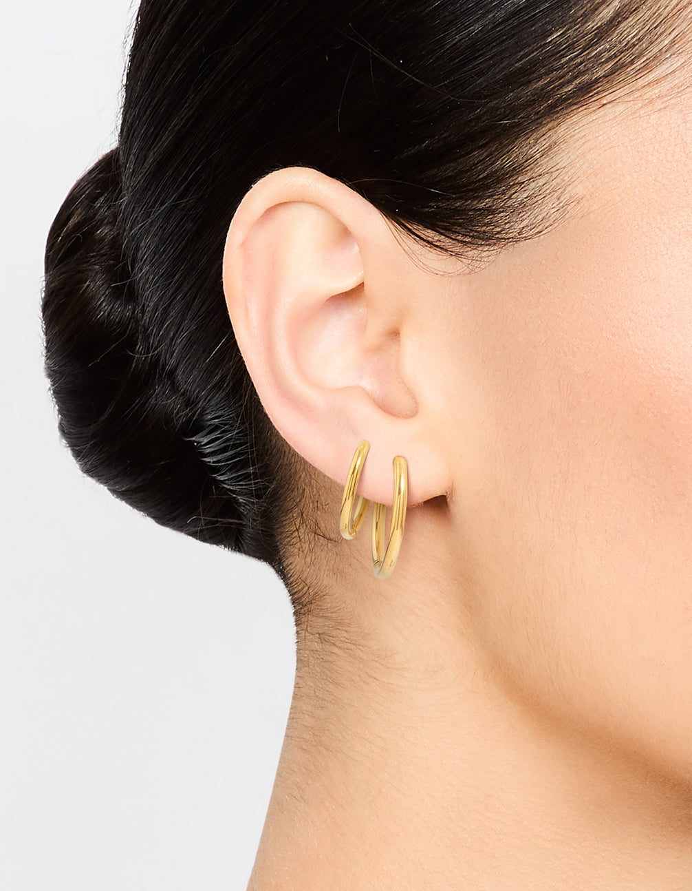 Waterproof Gold Plated Stainless Steel Medium Hoop Earrings 2-Pack