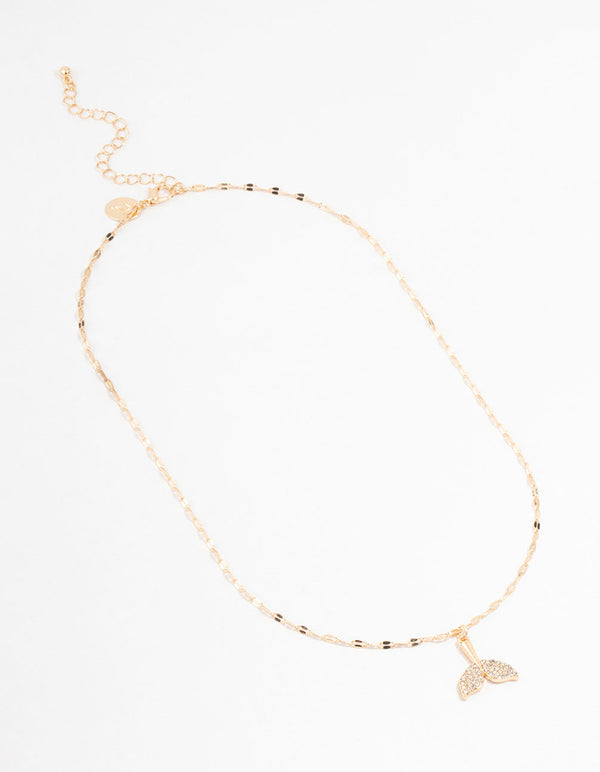 Gold Diamante Whale Tail Necklace