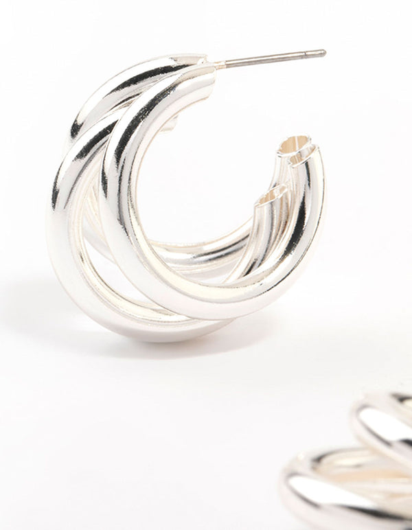 Silver Plated Illusion Hoop Earrings