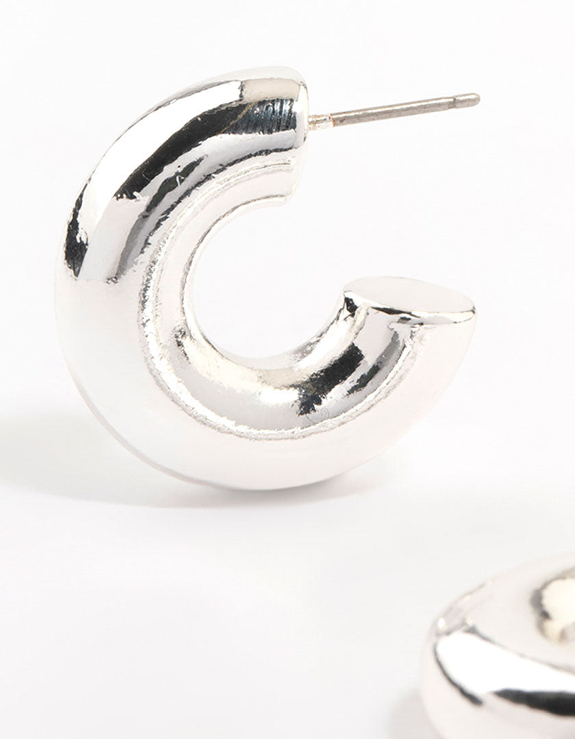 Silver Plated Chunky Hoop Earrings
