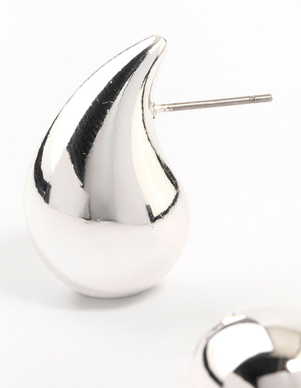 Silver Plated Teardrop Stud Earrings
