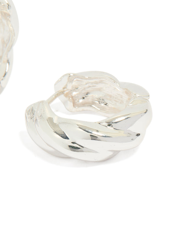 Silver Plated Twisted Hoop Earrings