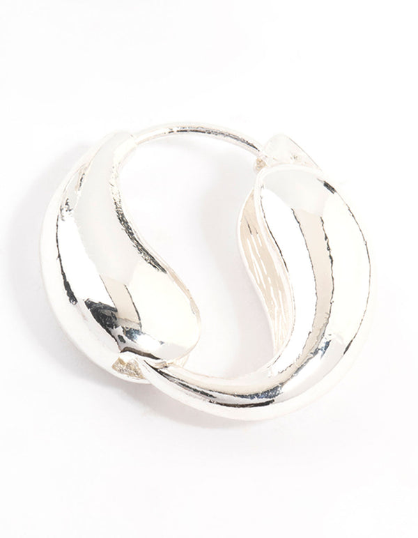 Silver Plated Teardrop Hoop Huggie Earrings