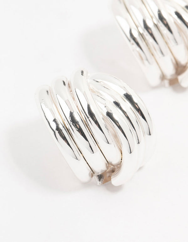 Silver Plated Knotted Stud Earrings