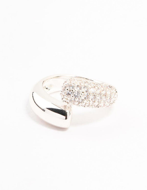 Silver Plated Pave Wrapped Cubic Zirconia Ring