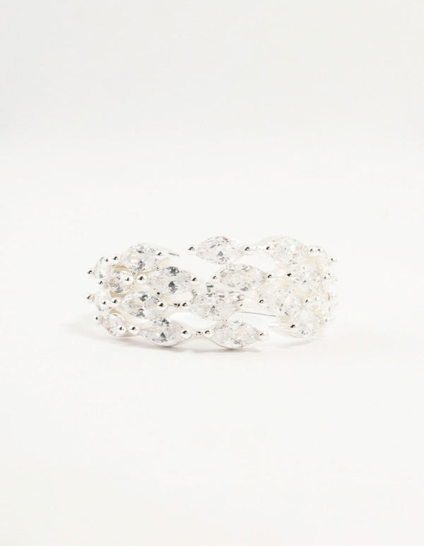 Silver Plated Cubic Zirconia Open Wrapped Ring