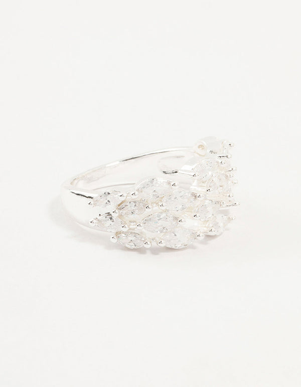 Silver Plated Cubic Zirconia Open Wrapped Ring