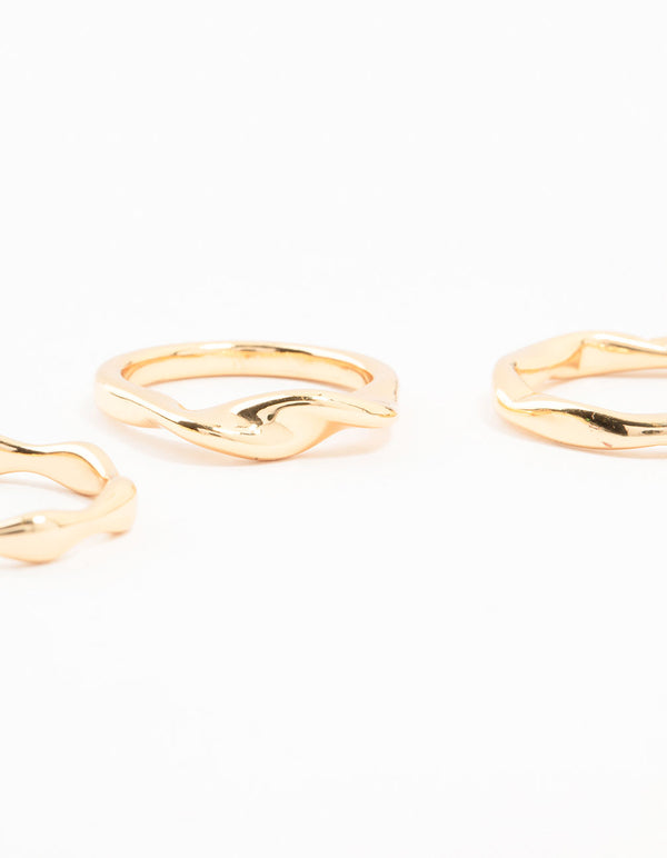 Gold Plated Irregular Stacking Rings 3-Pack