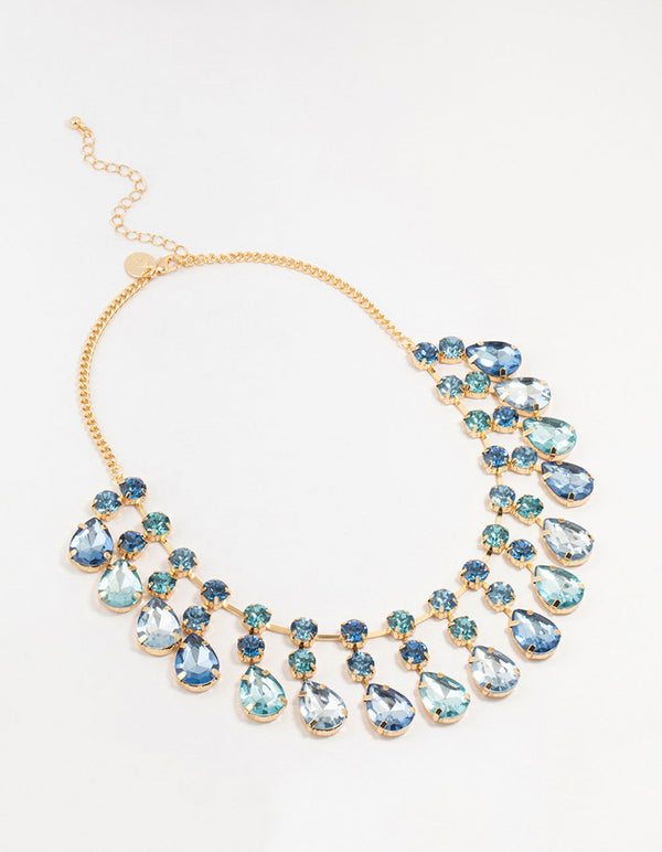 Blue Gold Statement Necklace