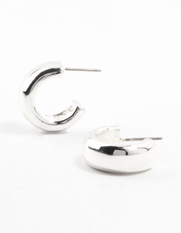Silver Plated Mini Chunky Hoop Earrings