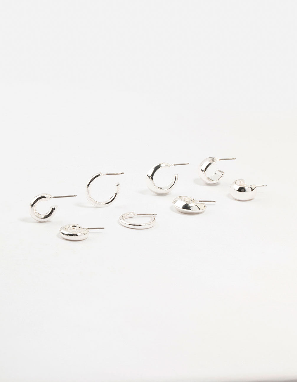 Silver Plated Mixed Hoop Earrings 4-Pack
