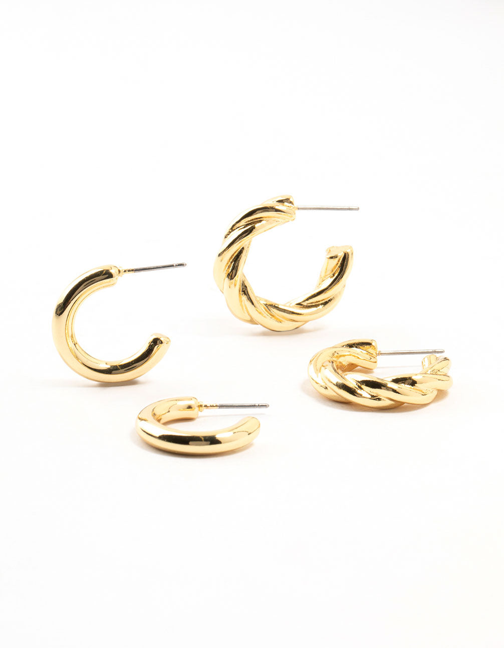 Gold Plated Classic Twisted Earrings 2-Pack