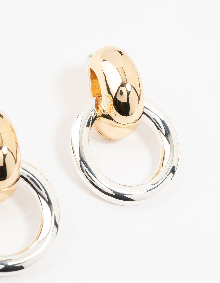 Mixed Metals Bubble Doorknocker Stud Earrings