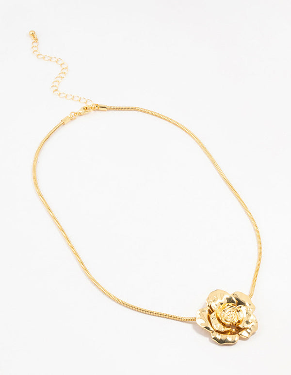 Gold Plated Rose Necklace