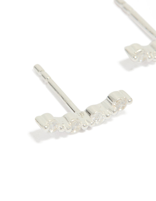 Designed with mixed metals, these double bubble hoop earrings in gold and silver close up view