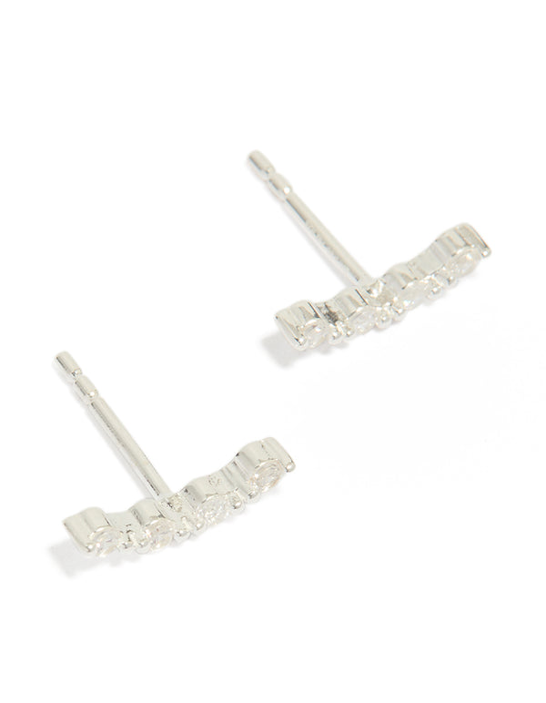 These mixed metals double bubble hoop earrings in gold and silver post detail view