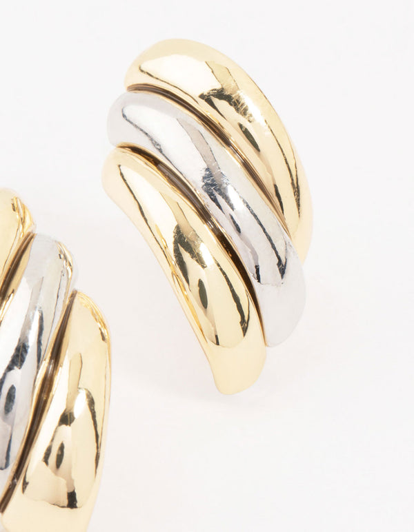 Mixed Metals Textured Stud Earrings