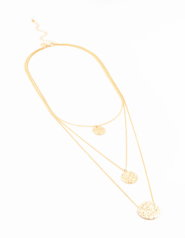 Gold 3 Row Coin Necklace
