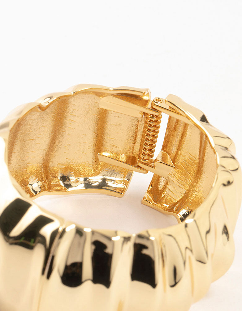 Gold Plated Chunky Ripple Bangle