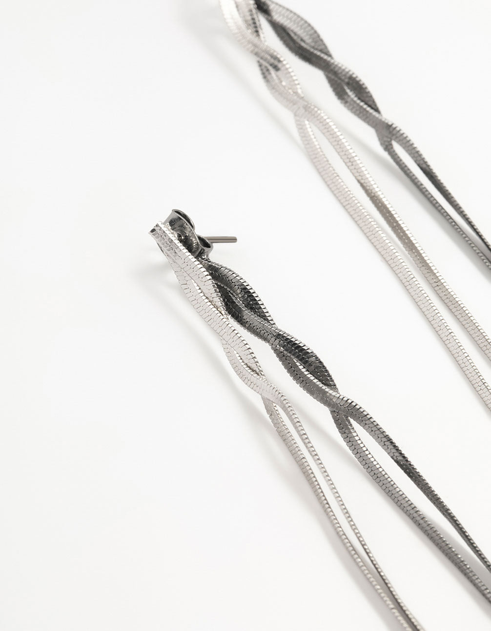 Silver Front Back Chain Drop Earrings