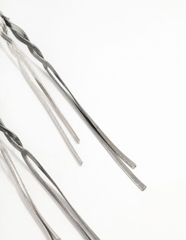 Silver Front Back Chain Drop Earrings