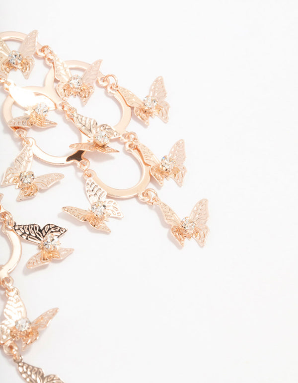 Rose Gold Butterfly Mobile Drop Earrings