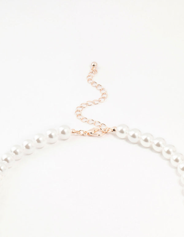 Rose Gold Pearl Bow Pendant Necklace
